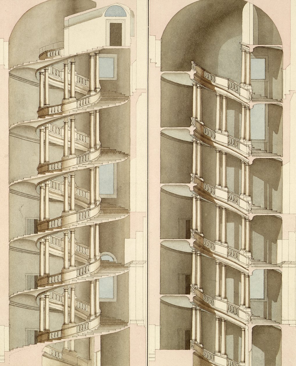 A Escadaria da Villa Farnese, Caprarola, 1800 (wc) de English School