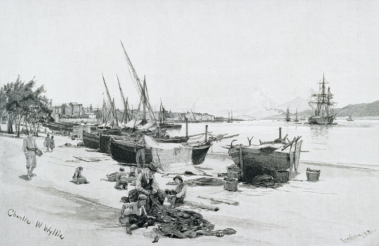 O Estreito de Messina, com o Monte Etna à distância, Itália, do &39;The Picturesque Mediterranean&39;, Volume 3, publicado pela Cassell and Co. Ltd., década de 1880-90 de English School