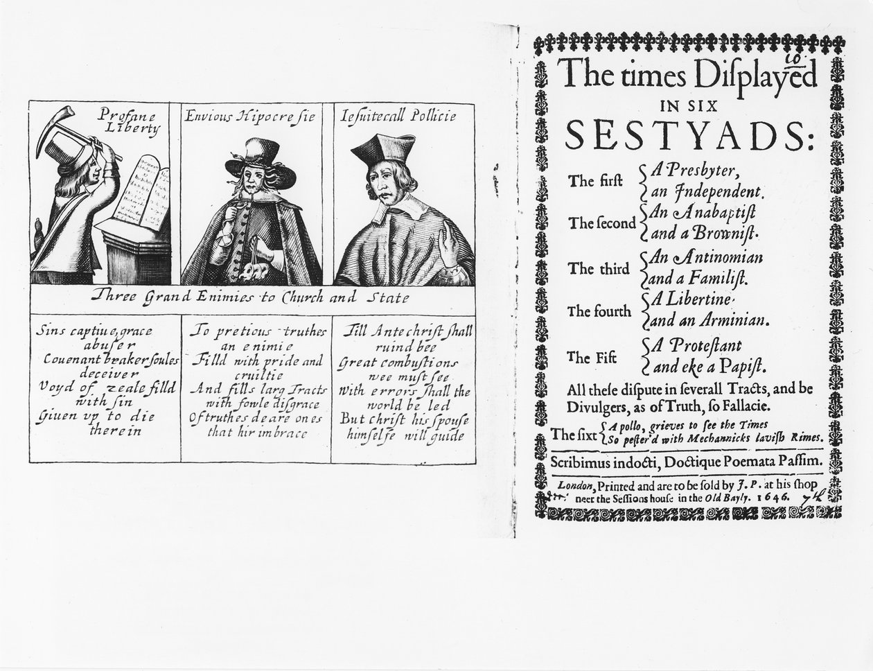 Os tempos exibidos em seis Sestyads, publicado em 1646 de English School