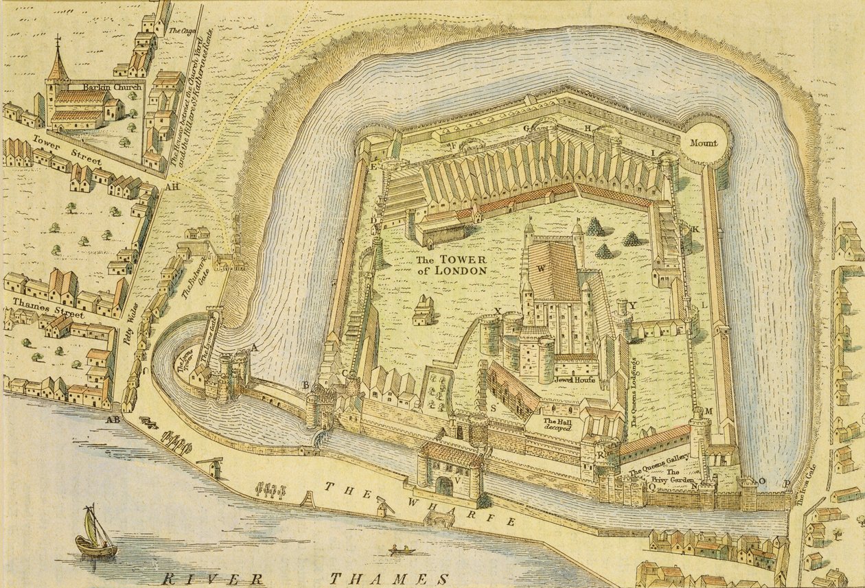 A Torre de Londres, a partir de uma pesquisa feita em 1597 por W. Haiward e J. Gascoyne de English School