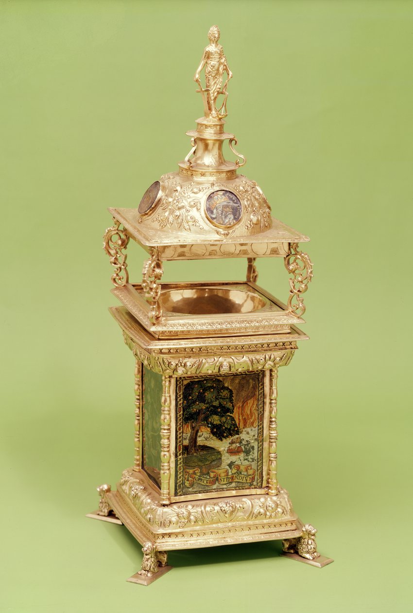 The Vyvyan Salt, 1592-93 (prata dourada com vidro pintado) de English School