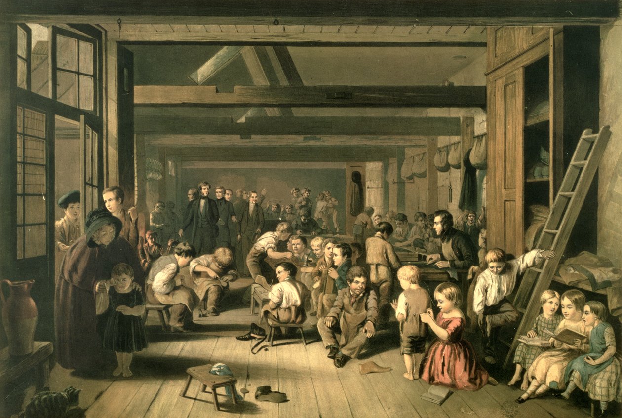 A Escola de Westminster da Indústria, Old Pye Street, impressa por Leighton Brothers de English School
