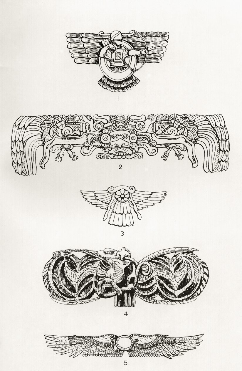 The Winged Disc, ilustração de &39;Myths of Pre-Columbian America&39; de Donald A. Mackenzie, publicado em 1923 de English School