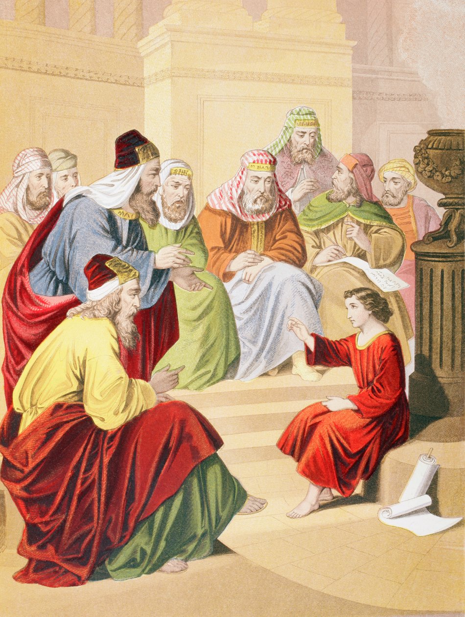 O menino Jesus debatendo com os sacerdotes e professores no templo de English School