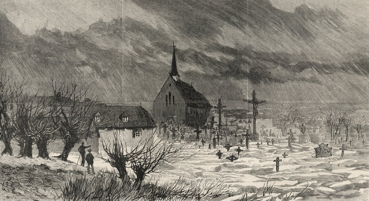 As inundações desastrosas na Áustria-Hungria: Vista de Raab, recentemente inundada pelo Danúbio, de &39;The Graphic&39;, 20 de janeiro de 1883 de English School