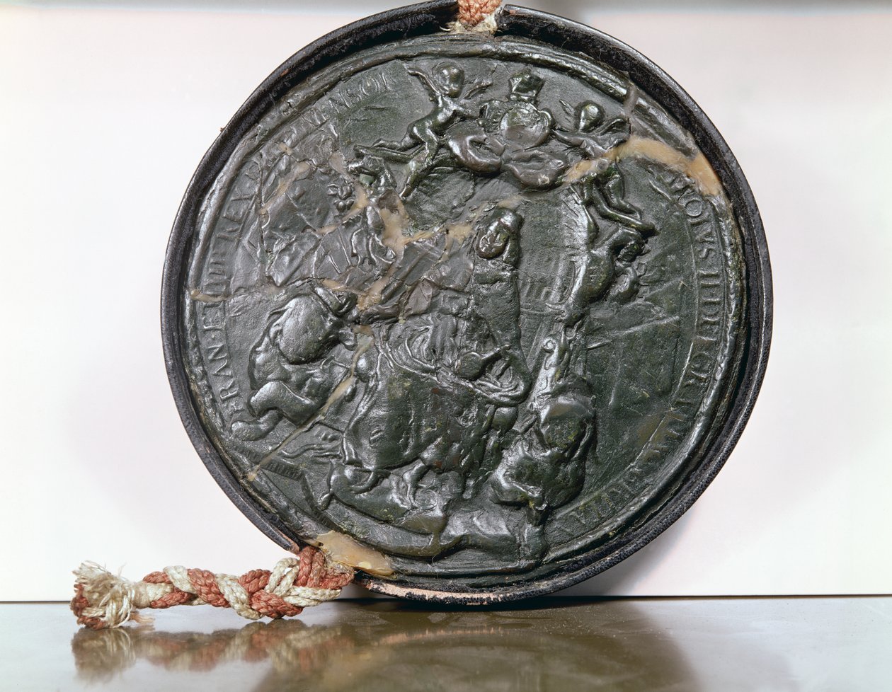 O selo do rei Carlos II (1630-85) de uma carta concedida à Companhia da Baía de Hudson (cera) de English School