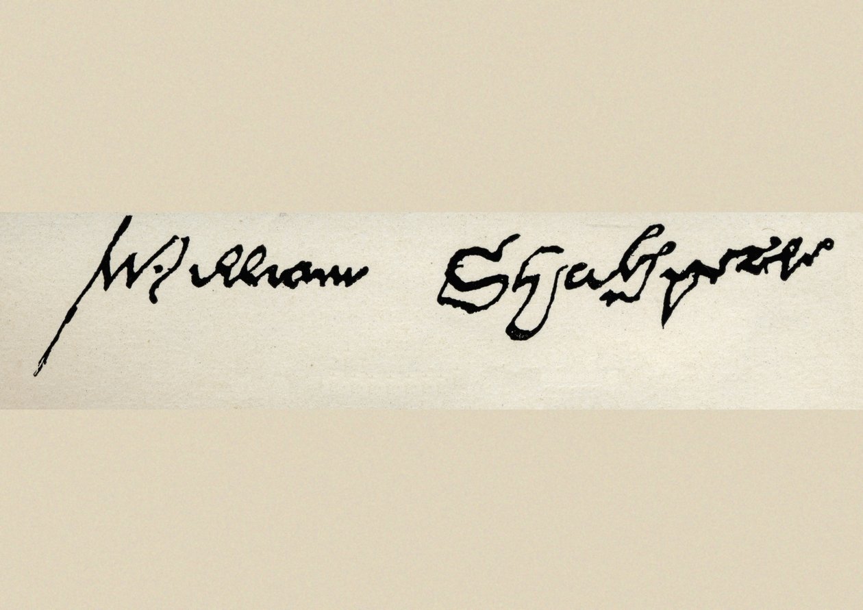A assinatura de William Shakespeare (1564-1616) (caneta e tinta) de English School