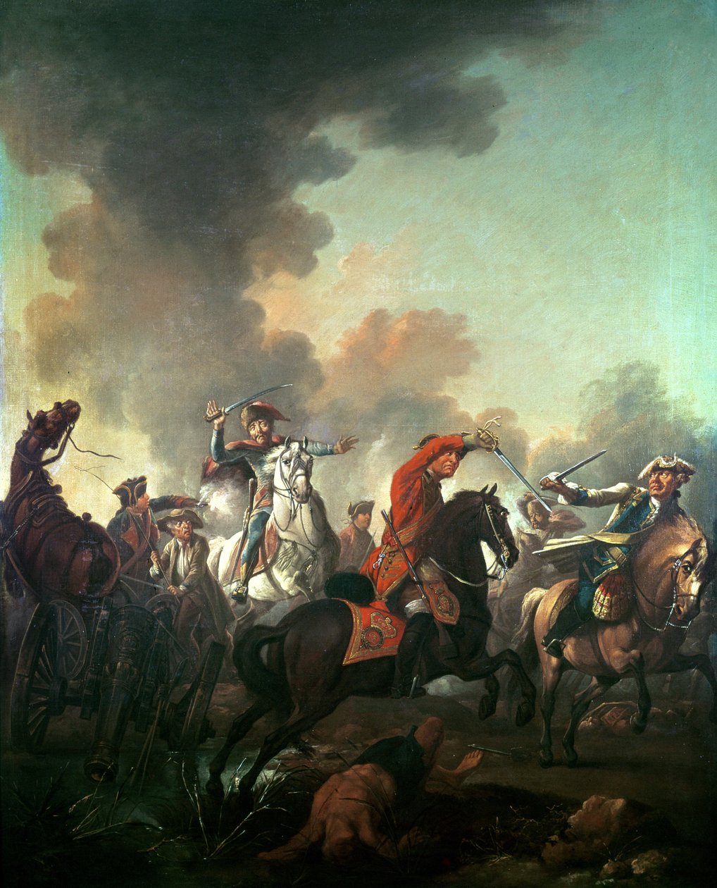 Thomas Brown na Batalha de Dettingen, 27 de junho de 1743 de English School