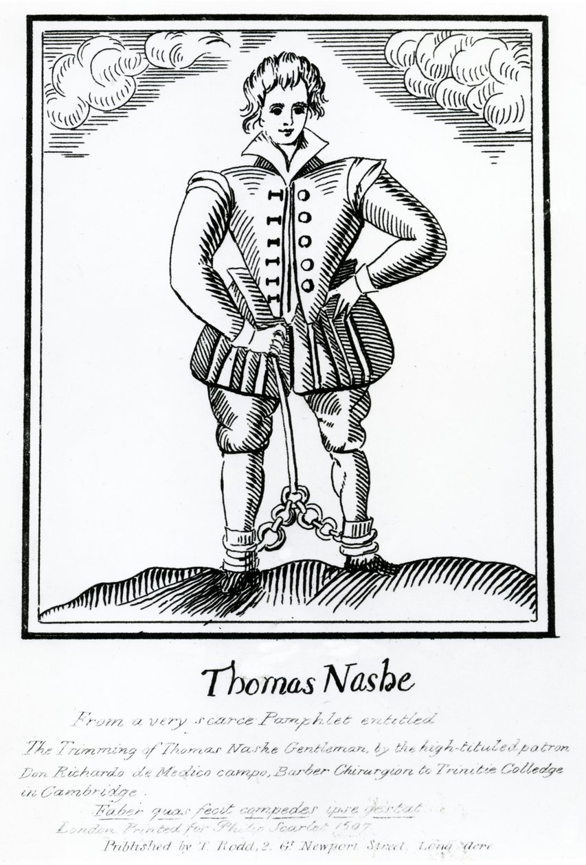 Thomas Nashe De um panfleto muito escasso intitulado "O corte de Thomas Nashe Gentleman", publicado c.1819 de English School