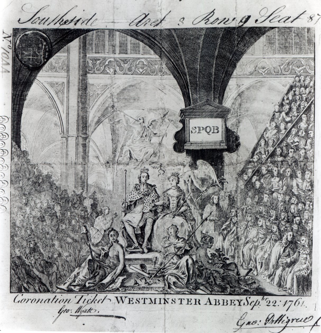 Bilhete para a coroação de George III na Abadia de Westminster, 22 de setembro de 1761 de English School