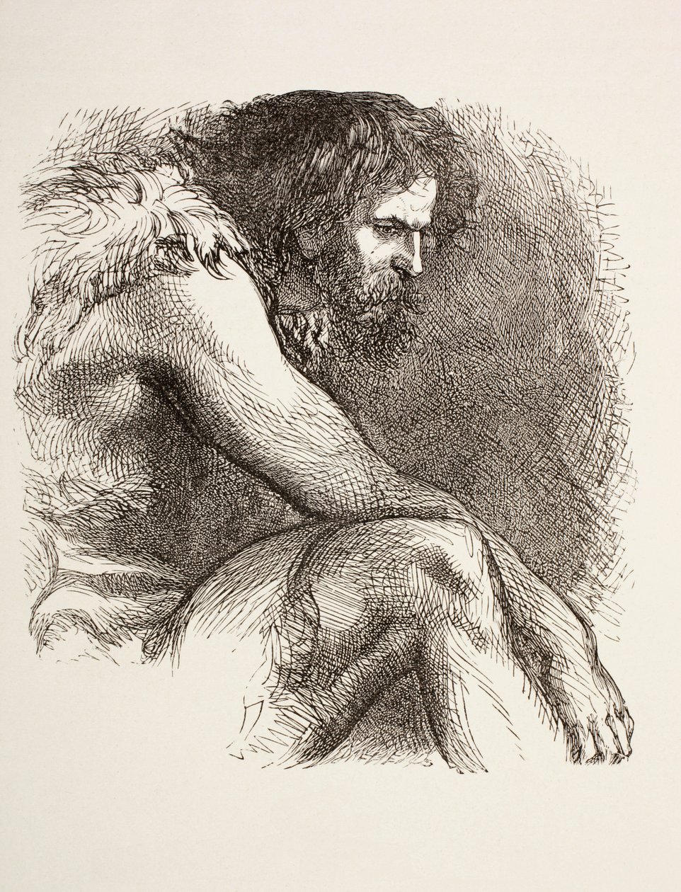 Timon em sua caverna em Timon of Athens, de &39;The Illustrated Library Shakespeare&39;, publicado em Londres, 1890 de English School