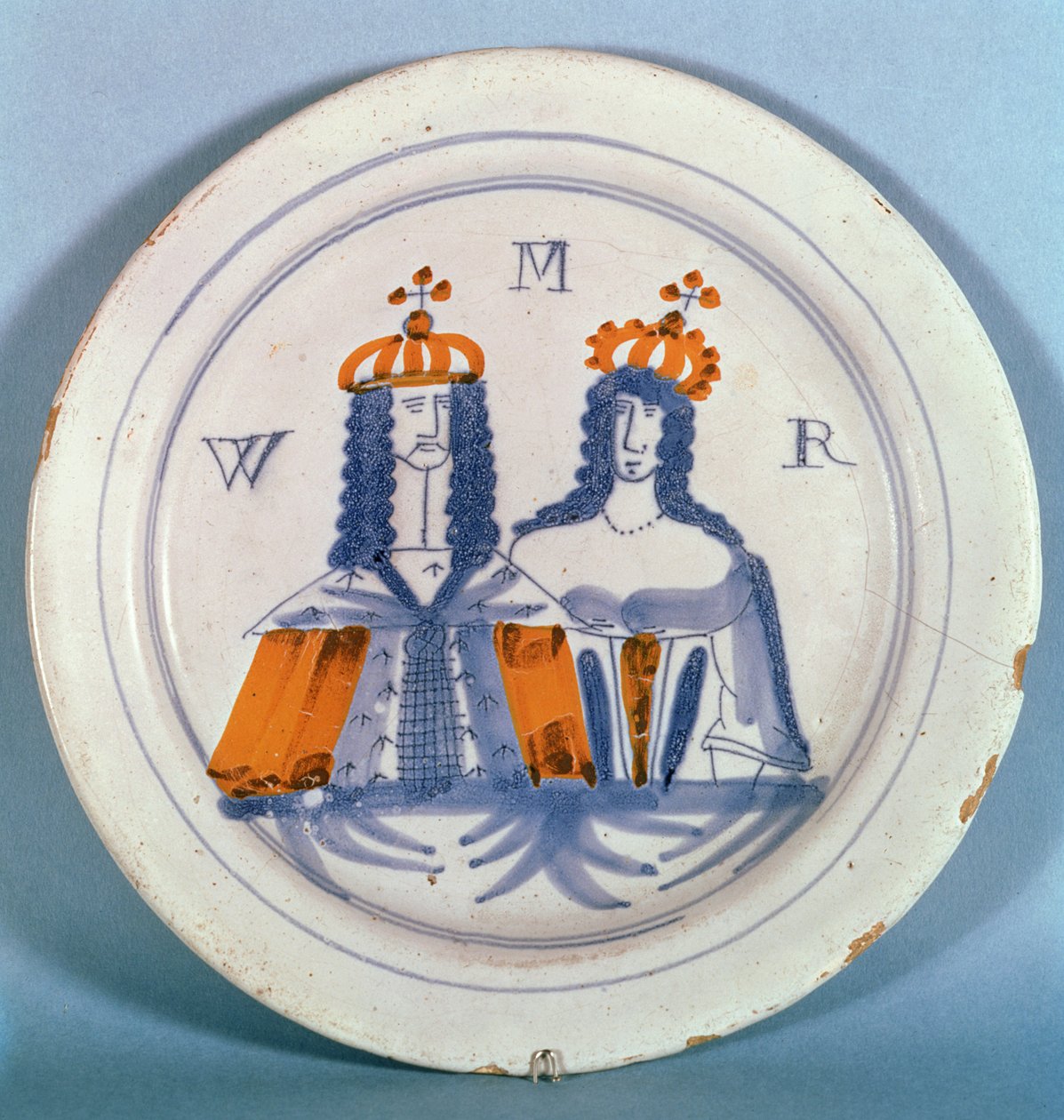 Placa de barro estanhado, Lambeth, c.1689 (cerâmica) de English School