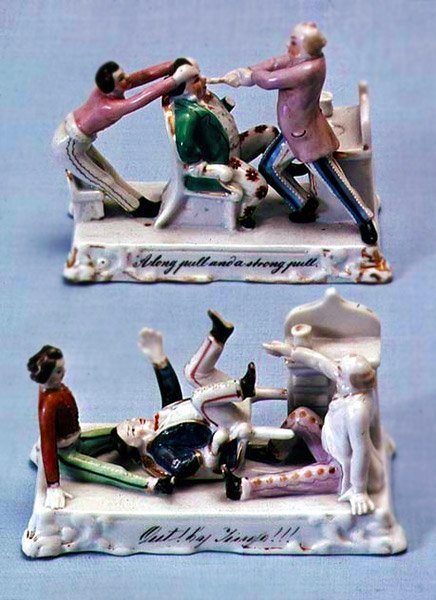 Duas carenagens de porcelana: Um longo puxão e um forte puxão, e fora! Por Jingo !!!, c.1875-90 de English School