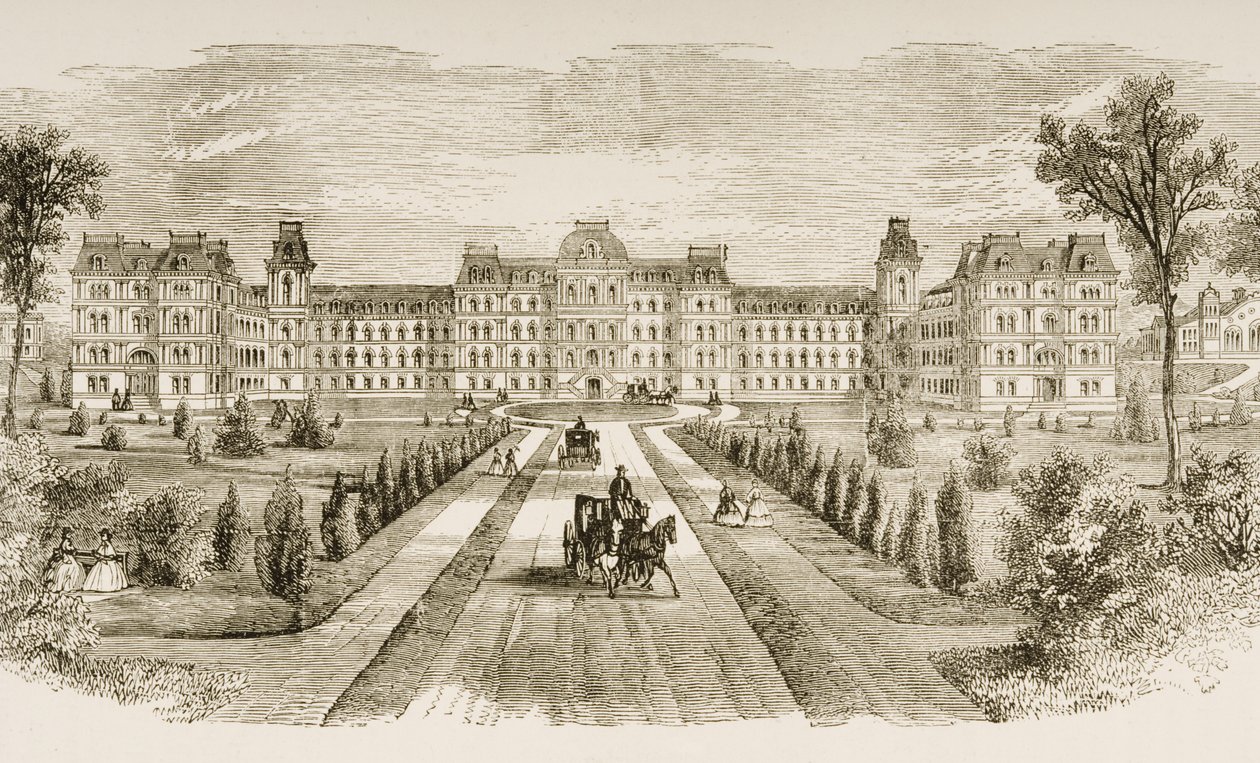 Vassar College, Poughkeepsie, Estado de Nova York, em c.1870, de &39;American Pictures&39; publicado pela Religious Tract Society, 1876 de English School