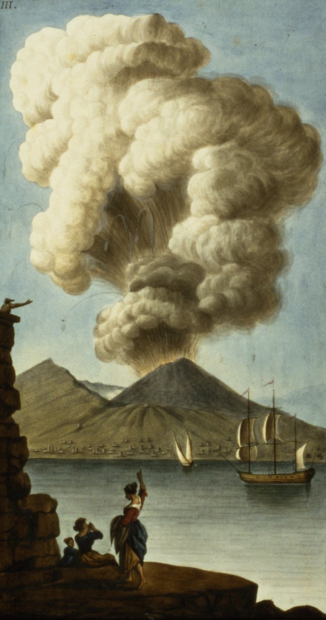 Vesúvio em erupção, placa III de Sir William Hamiltons Campi Phlegraeiae (suplemento), 1779 (wc) de English School