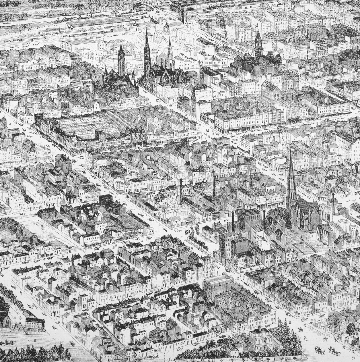 Vista do centro de Melbourne, Austrália, de &39;fotos australianas&39;, pub. por The Religious Tract Society, 1886 de English School