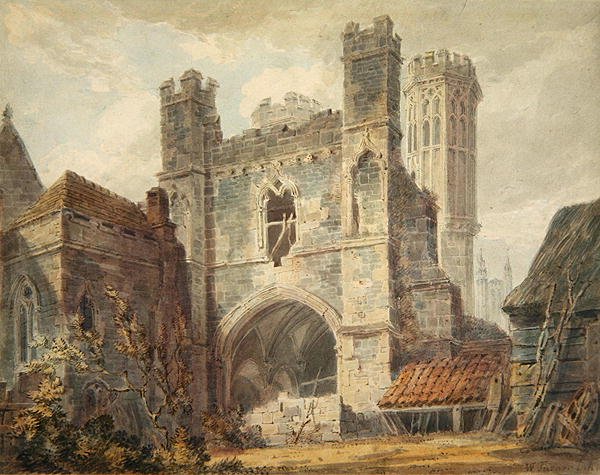 Vista de uma casa de campo arruinada, 1853-84 de English School