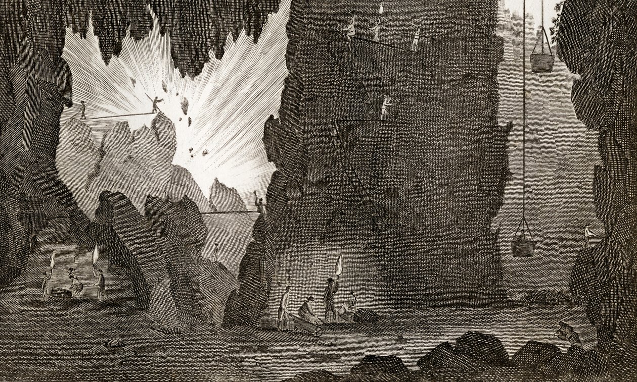 Vista de uma mina de ferro, c.1783 de English School