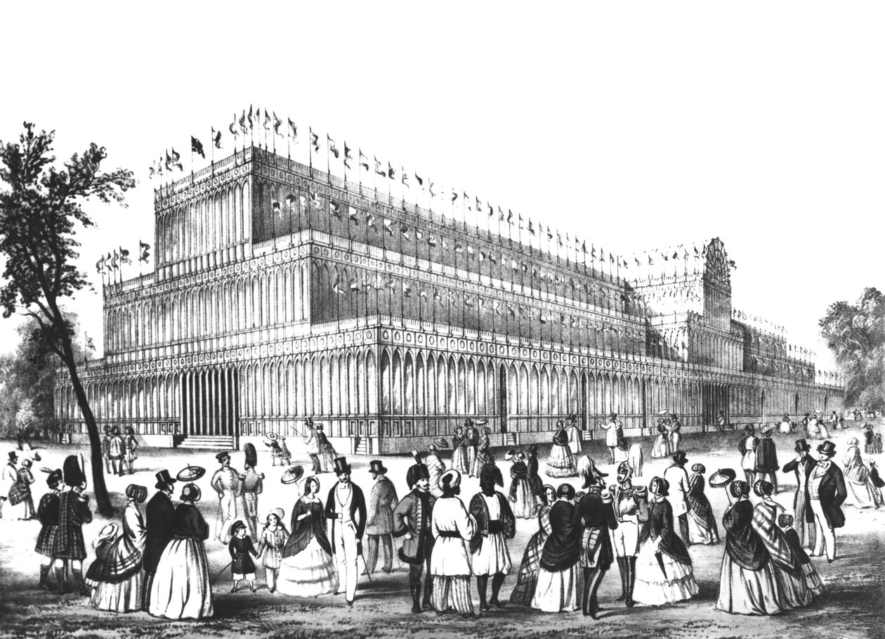 Vista do Exterior do Palácio de Cristal, construído para a Grande Exposição de 1851 de English School