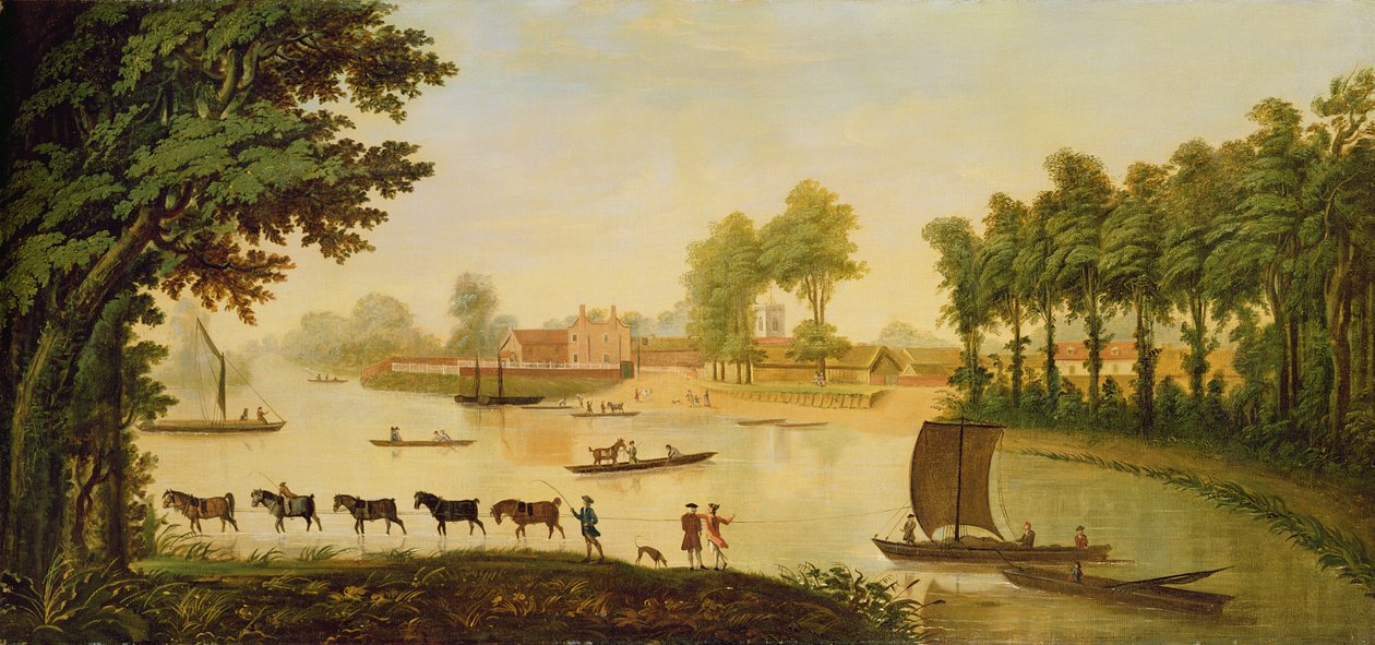 Vista do Shepperton no rio Tamisa, depois de 1752 de English School