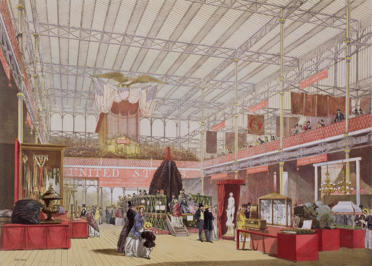 Vista da seção dos Estados Unidos da Grande Exposição de 1851, de &39;Dickinson&39;s Comprehensive Pictures&39; de English School