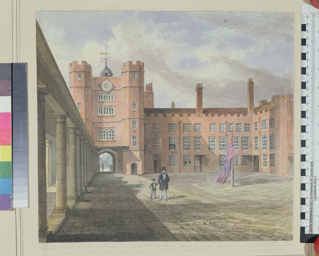 Vista do pátio do Palácio de St. James, 1841 de English School