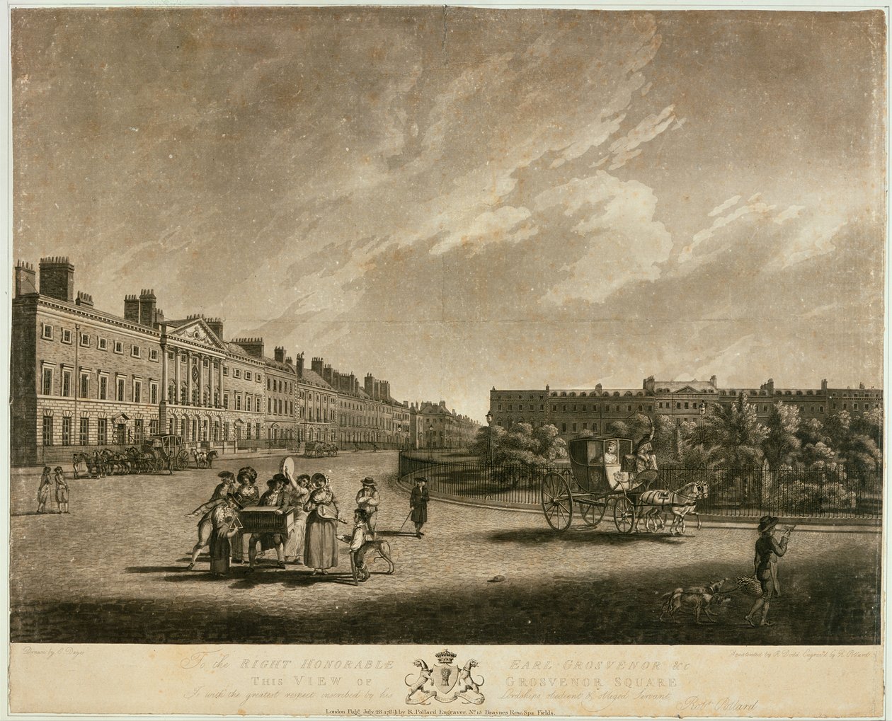 Vista do lado norte da Praça Grosvenor, 1789 de English School