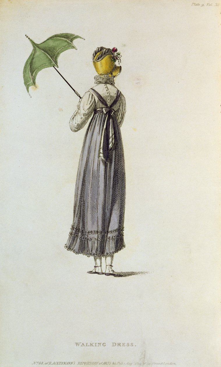 Vestido a pé, 1814 (gravura a cores) de English School