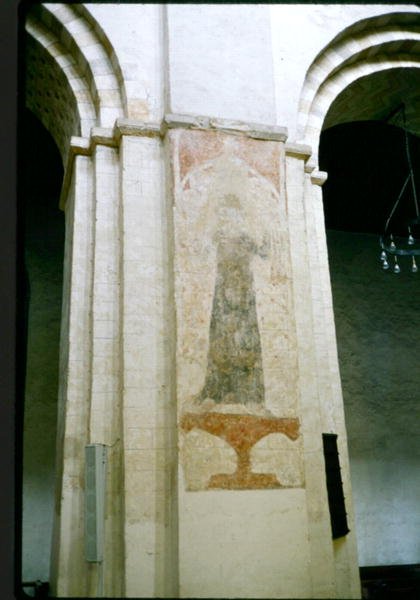 Pintura de parede de um cais da nave Norman (pintura de parede) de English School