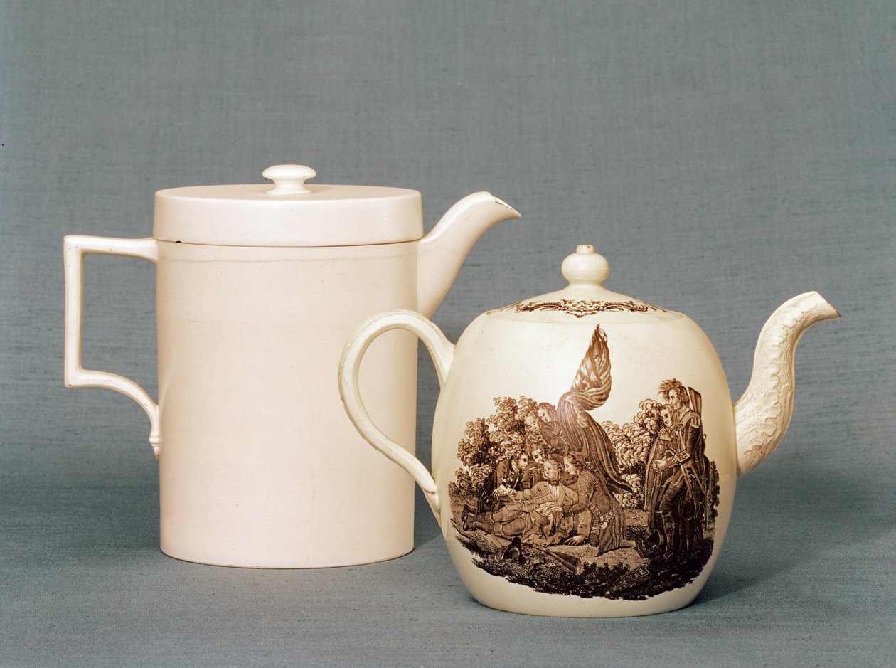 Wedgwood Queens ware coberto jarro e bule, segunda metade do século XVIII (cerâmica) de English School