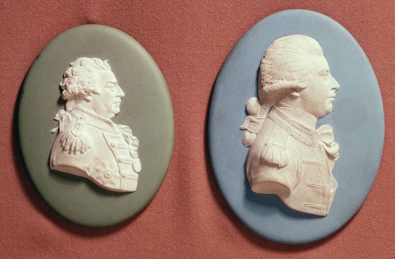 Medalhões Wedgwood de George IV (1762-1830) como Príncipe de Gales e 1º Visconde Duncombe, início do século XIX (jasperware) de English School