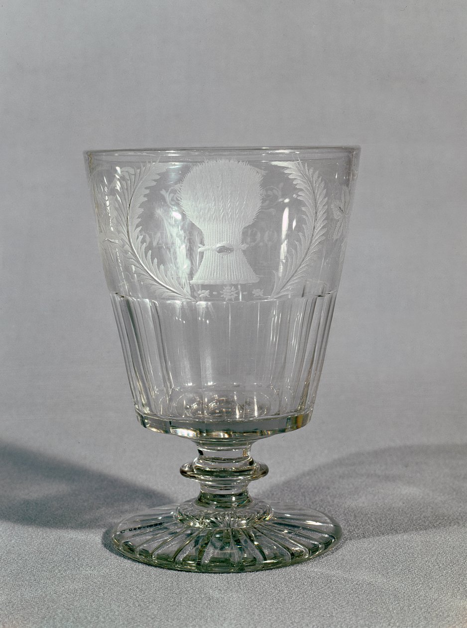 Taça de roda gravada, c.1800-25 (vidro) de English School