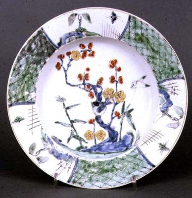 Placa de Worcester no estilo chinês da famille verte, c.1755 (cerâmica) de English School