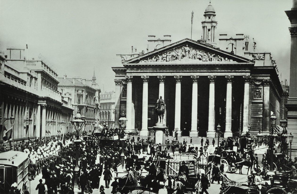 Banco da Inglaterra, Threadneedle Street, cidade de Londres, 1890 de English Photographer