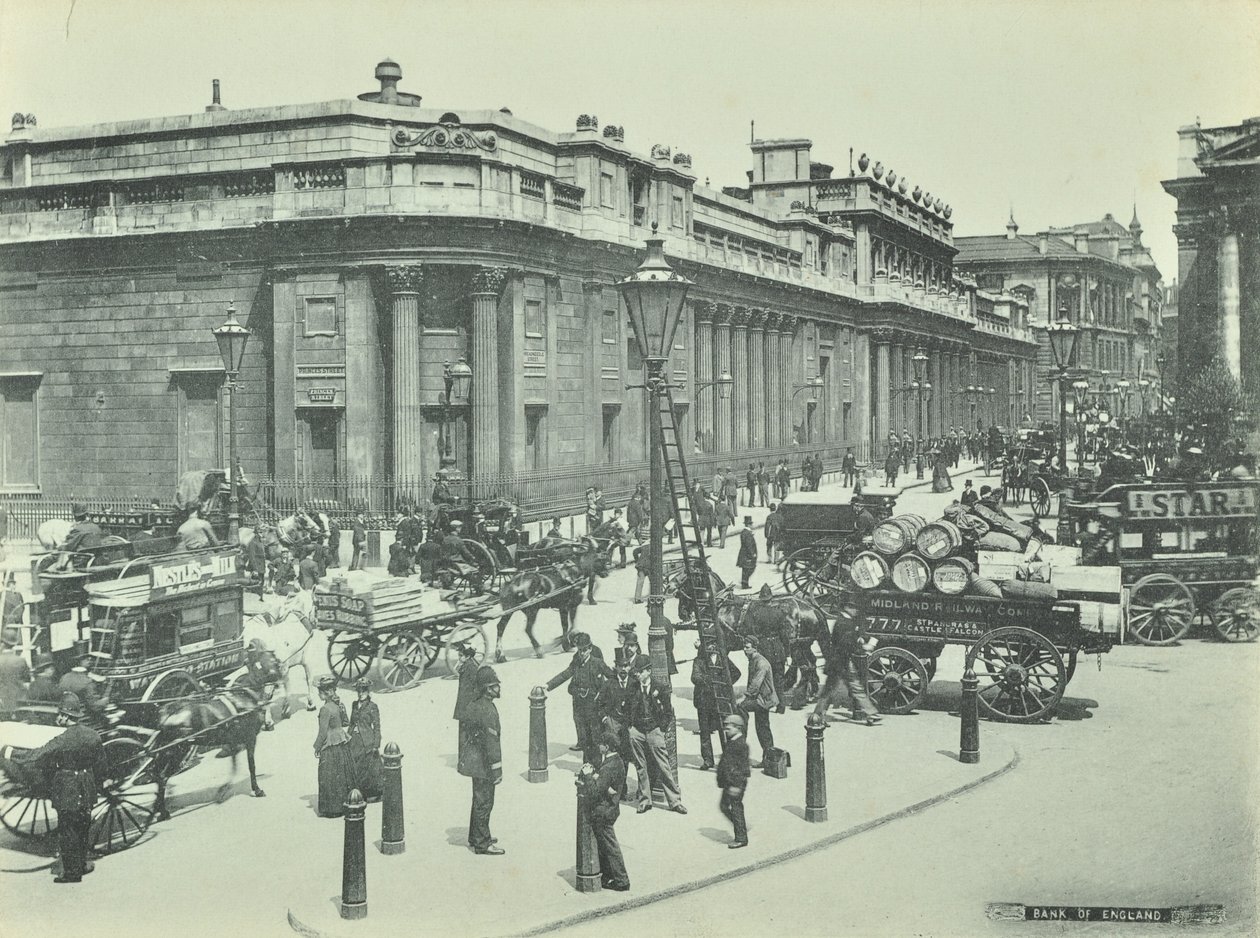 Banco da Inglaterra, Threadneedle Street, Cidade de Londres, 1895 de English Photographer
