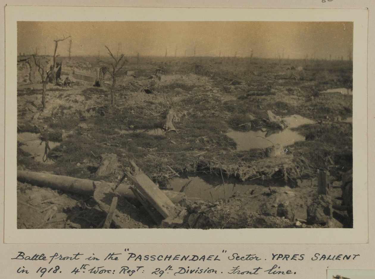 Frente de batalha no Setor “Passaporte”, YPRES Salient em 1918, 4º. Worc: Regt: 29ª Divisão, Front Line de English Photographer