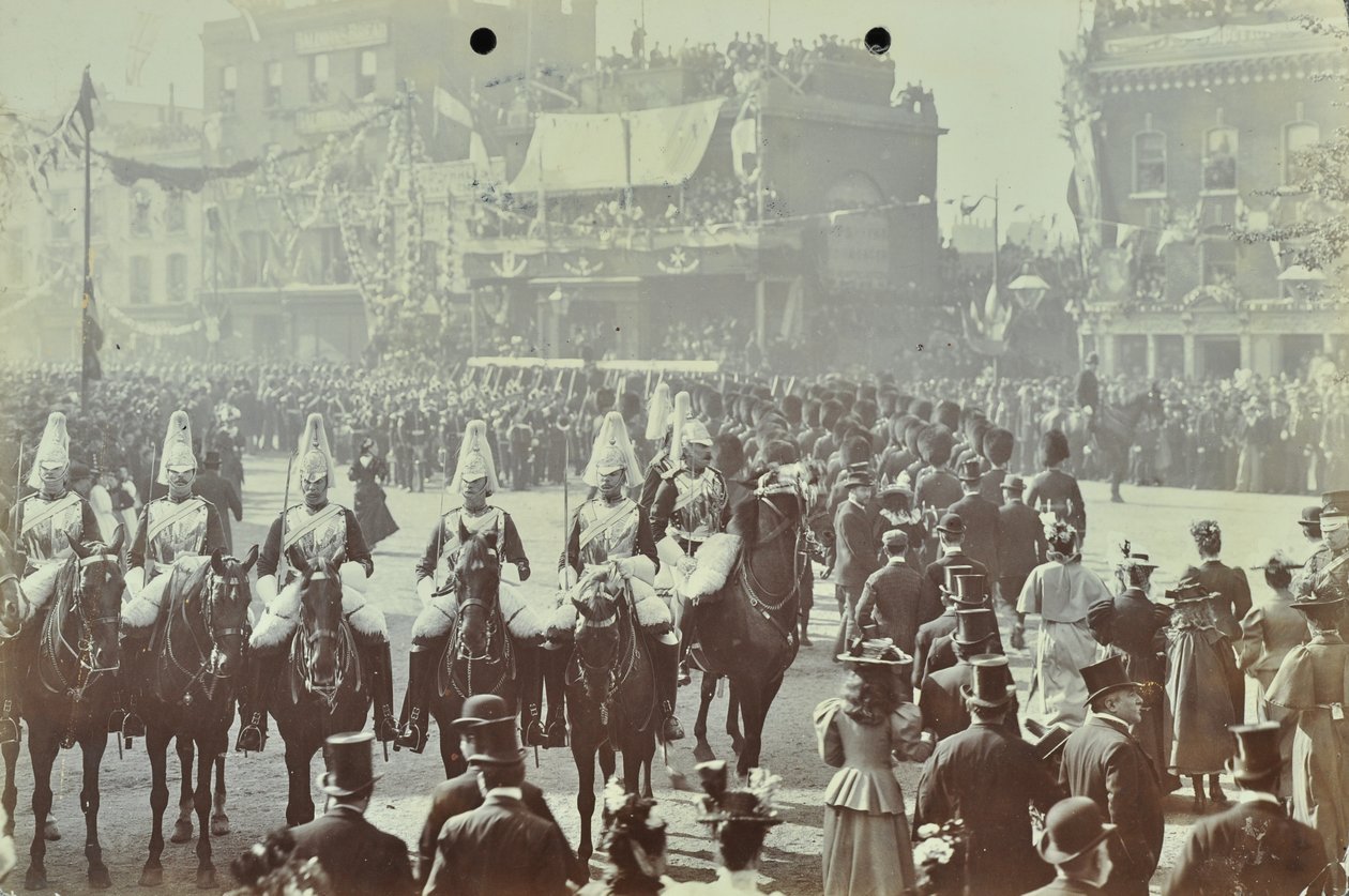Túnel Blackwall: pagentria como o Príncipe de Gales, mais tarde o Rei Eduardo VII e a Princesa Alexandria assistem à abertura cerimonial do túnel, 1897 de English Photographer