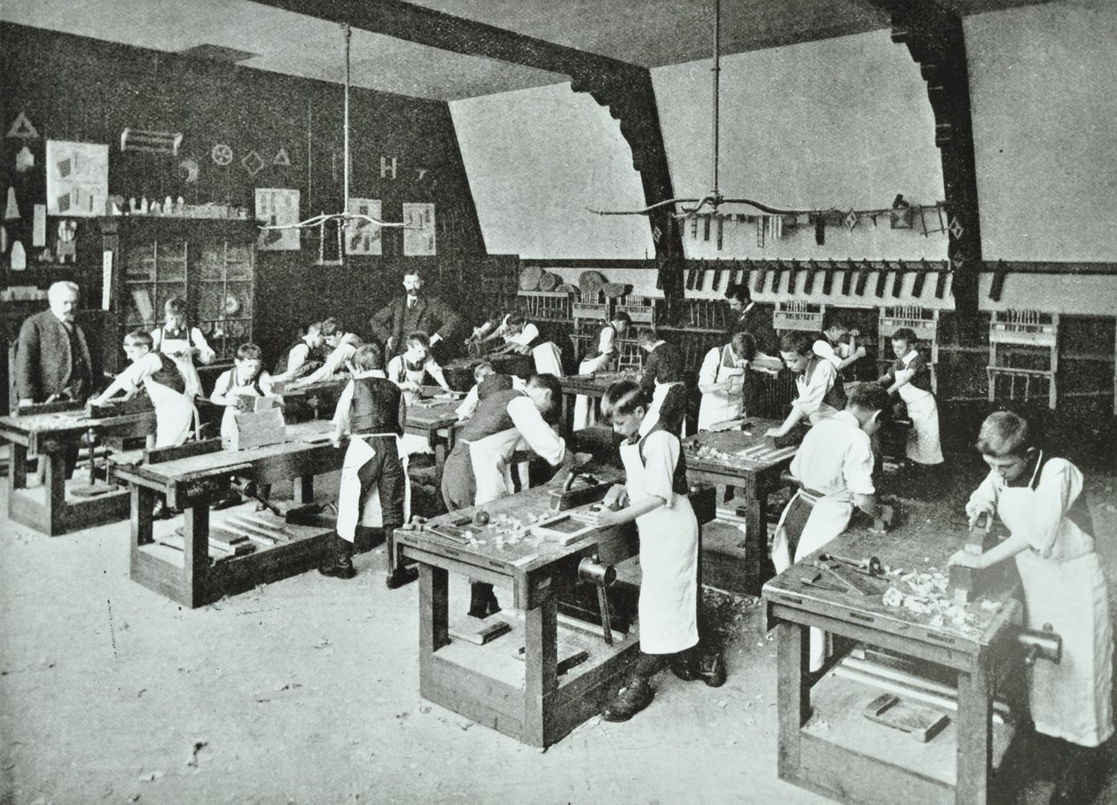 Classe de carpintaria, 1896 de English Photographer