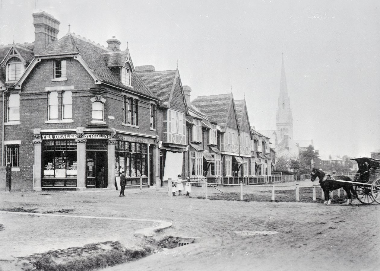 Esquina da Chase Side e Chase Green Avenue, c.1890 a p/b foto) de English Photographer