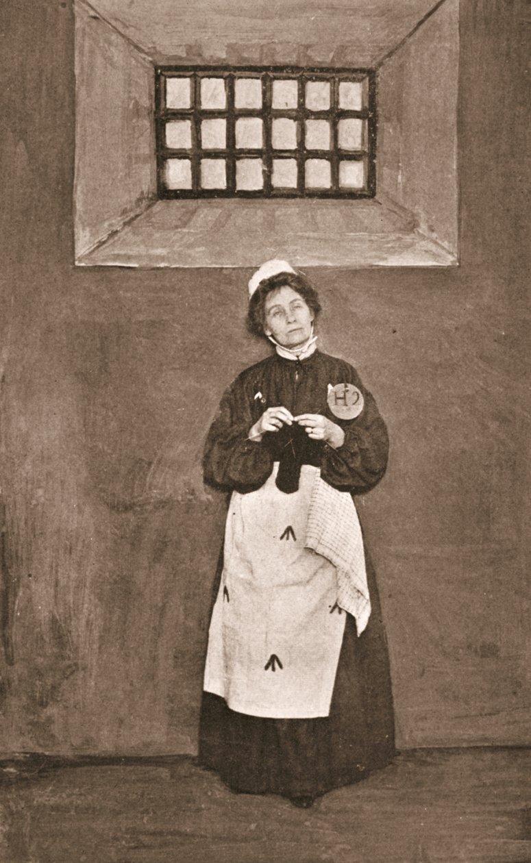 Emmeline Pankhurst numa cela da prisão de Holloway de English Photographer