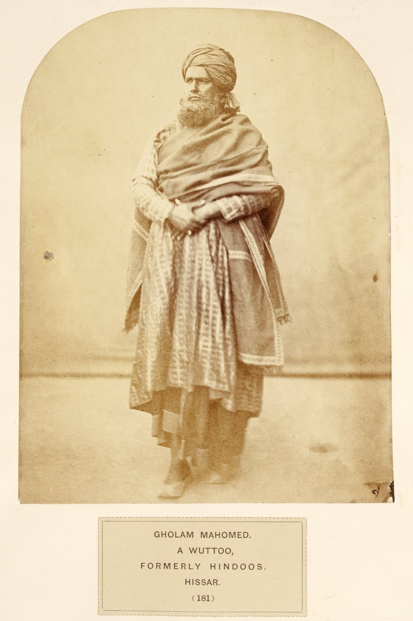 Gholam Mahomed, um Wuttoo, anteriormente Hindoos, Hissar, de The People of India, de J. Forbes Watson, publicado em 1868 (impressão de albume) de English Photographer
