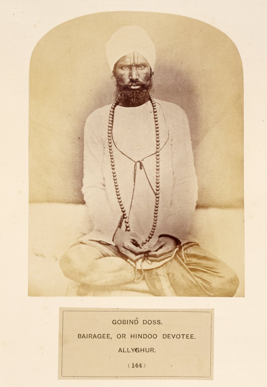 Govind Doss, Bairagee ou Hindoo Devotee, Allyghur, de The People of India, de J. Forbes Watson, publicado em 1868 (impressão de albuquer) de English Photographer
