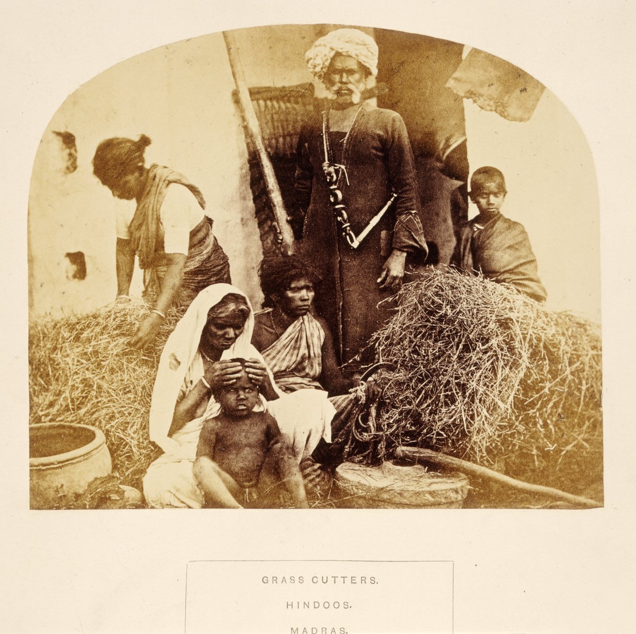 Grass Cutters, Hindoos, Madras, de The People of India, de J. Forbes Watson, publicado em 1868 (impressão de albume) de English Photographer