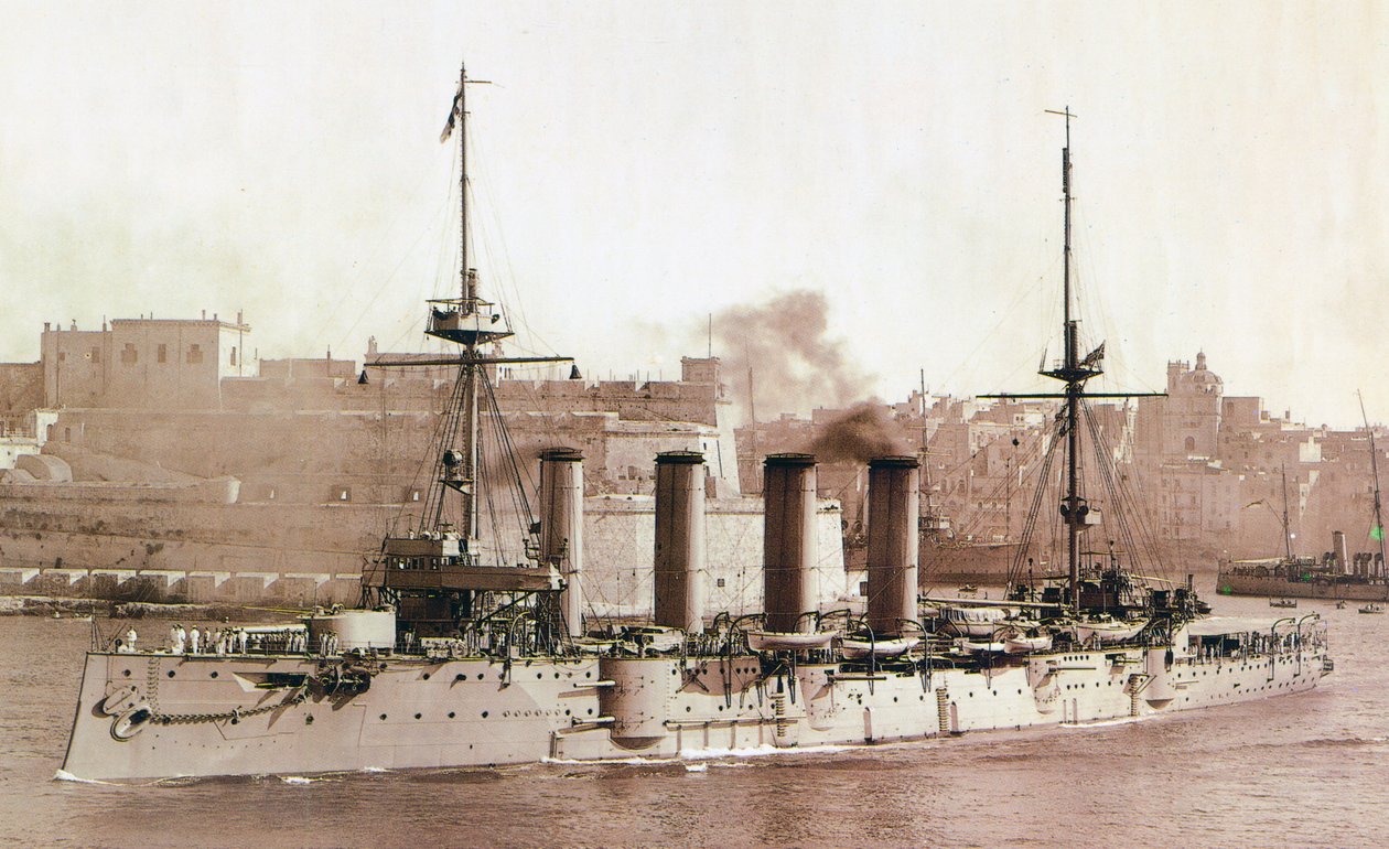 HMS Aboukir, 1902 (impressão em sépia) de English Photographer