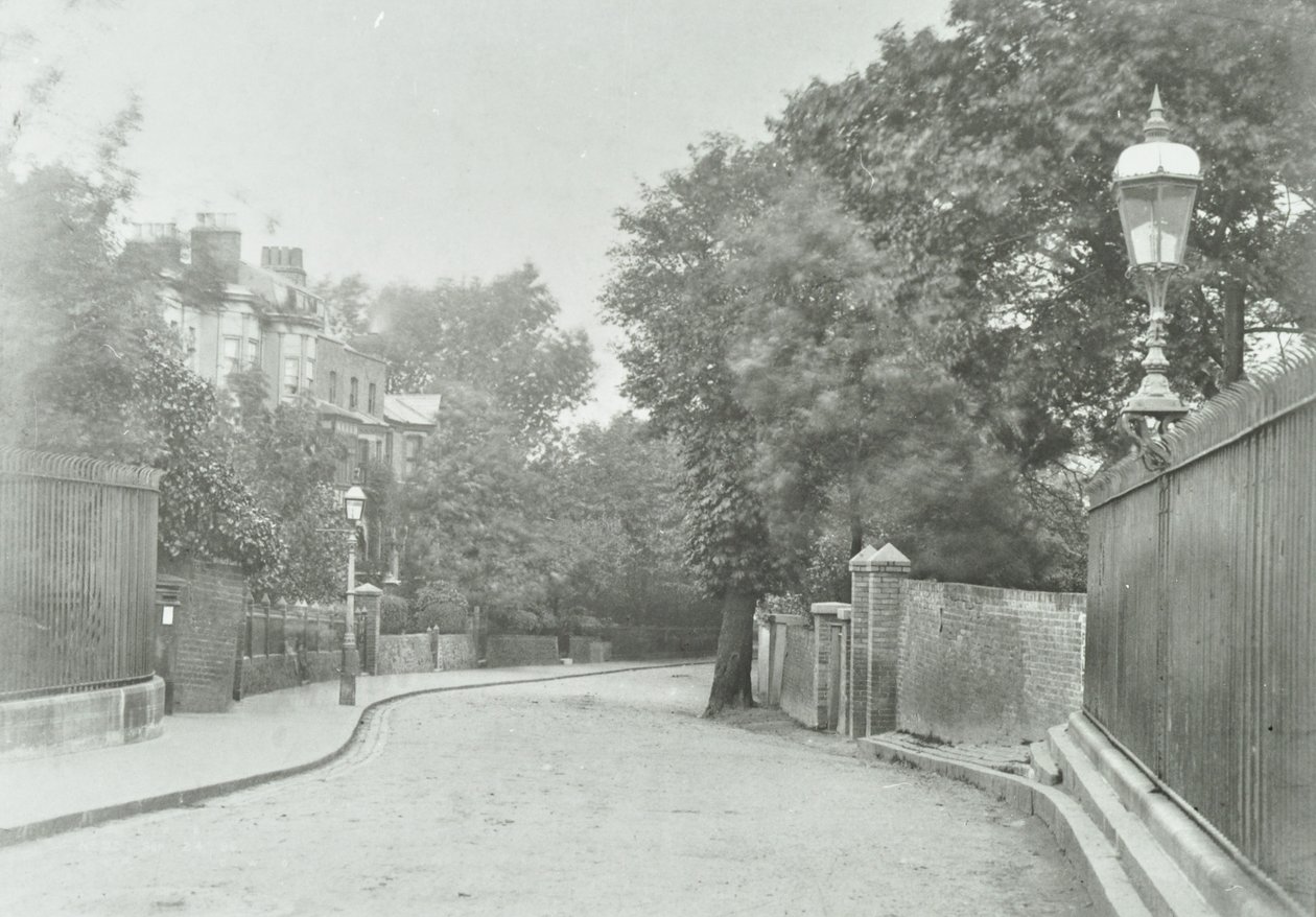 Highgate Archway: abordagem oriental com lâmpada velha fixada em corrimões, 1896 de English Photographer