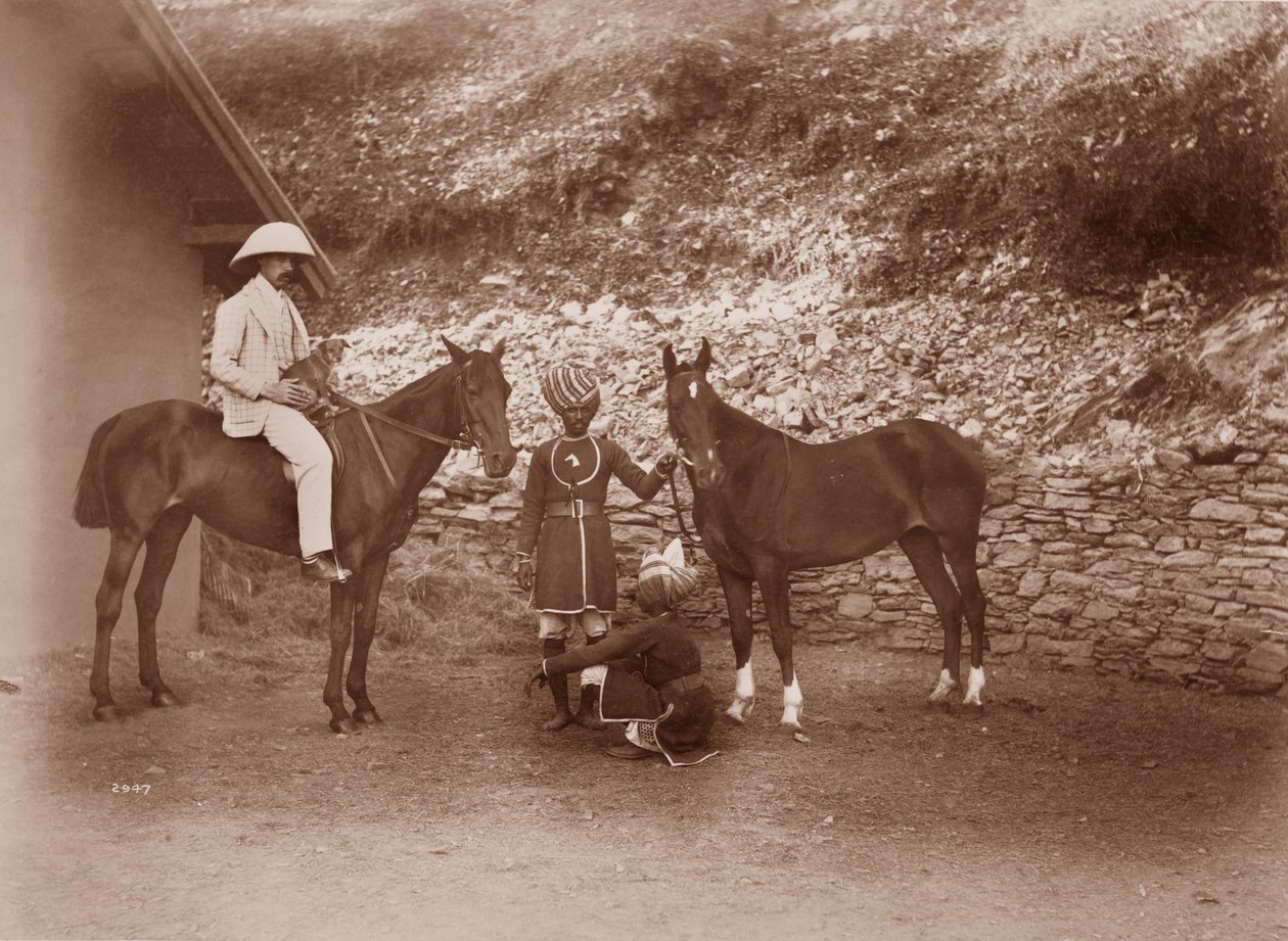 Cavalos em Simla, Queen Mab e Gladys de English Photographer