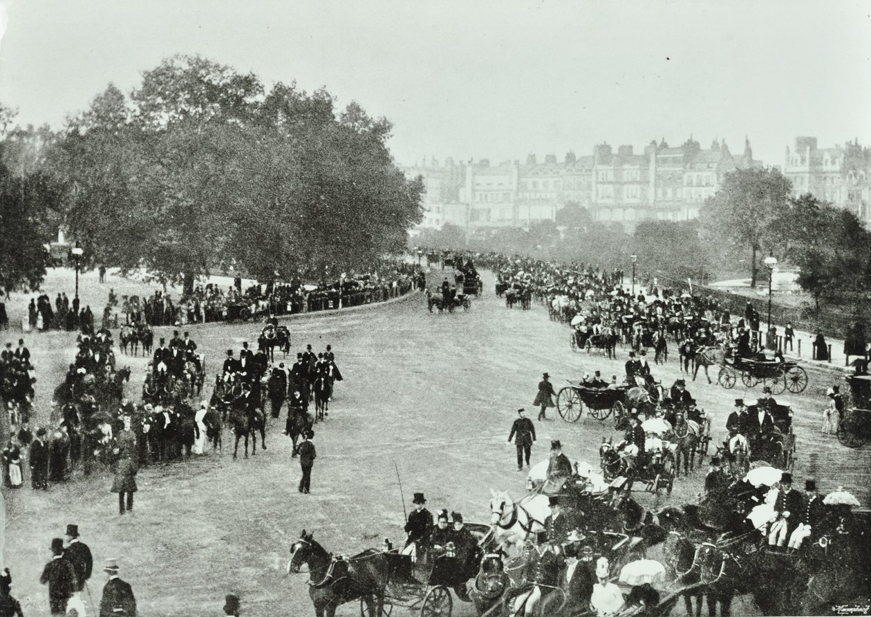 Hyde Park Corner, Westminster LB: Hyde Park Corner, olhando para Park Lane, 1896 de English Photographer