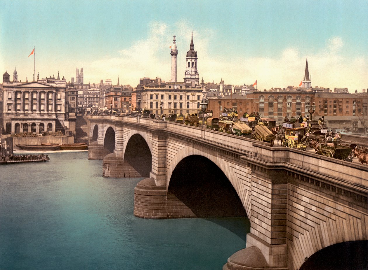 Ponte de Londres, abrangendo o rio Tamisa (foto colorida à mão) de English Photographer
