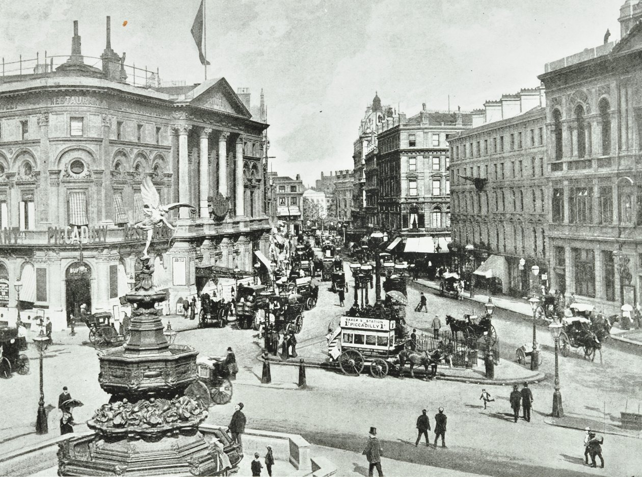 Pavilhão de Londres, Piccadilly Circus, Westminster LB: olhando para o leste, 1896 de English Photographer