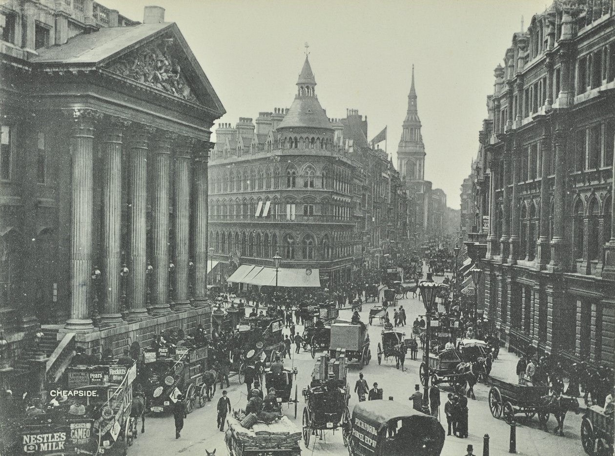 Mappin e Webb, Cheapside, da Mansion House olhando para o oeste, cidade de Londres, 1895 de English Photographer